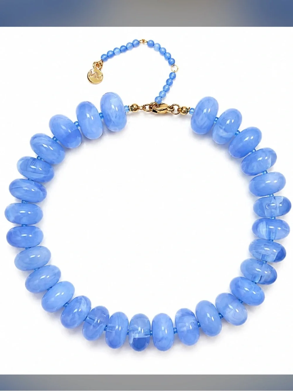 New Mayamar Blue aventurine oval Beaded Necklace - Women Jewelry